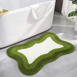 Green Gradient Bath Mats, Rug for Bathroom, Cute Non-Slip Irregular Shape Carpet for Shower Room
