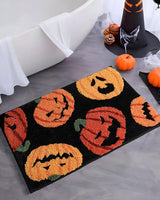 Feblilac Fall Halloween Bathroom Rugs Fun Pumpkins Bath Mat for Autumn Harvest Thanksgiving Home Decor, Soft Luxury Plush Non-Slip Carpet for Bathroom Kitchen Entryway