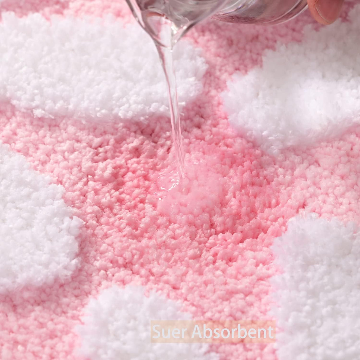 Pink Bathroom Rugs Cute Daisy Bath Mat White and Yellow Flower Decor Rug Non Slip Floor Carpet Microfiber Bathmat Super Absorbent Machine Washable Bahtub Mats for Shower, Tub, Bedroom 16"x 24"