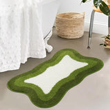 Green Gradient Bath Mats, Rug for Bathroom, Cute Non-Slip Irregular Shape Carpet for Shower Room