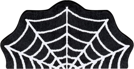 Feblilac Spider Web Rugs, Halloween Rug 20"x 32" Gothic Home Decor Small Rug, Bathroom Goth Rug, Suitable forBathroom, Bedroom, Living Room, Front Door, Holiday Door Mat