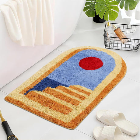 Feblilac Boho Bathroom Rug, Extra Soft and Absorbent Microfiber Moon Bath Mats, Non-Slip Bath Carpet, Machine Wash Dry, Bath Rugs for Bathroom Floor, Tub and Shower, 20x32