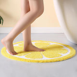 Feblilac Cute Bath Mat,Lemon Rug,Water Absorption Non Slip Mat,Round Lemon Bath Mat Soft Machine Wash Rug Mat for Bedroom Kitchen Bathroom Toilet Floors 27.5 x 27.5 Inches (Yellow)