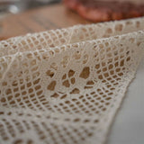 Beige Hollow-Out Stitching Tassel Tablecloth