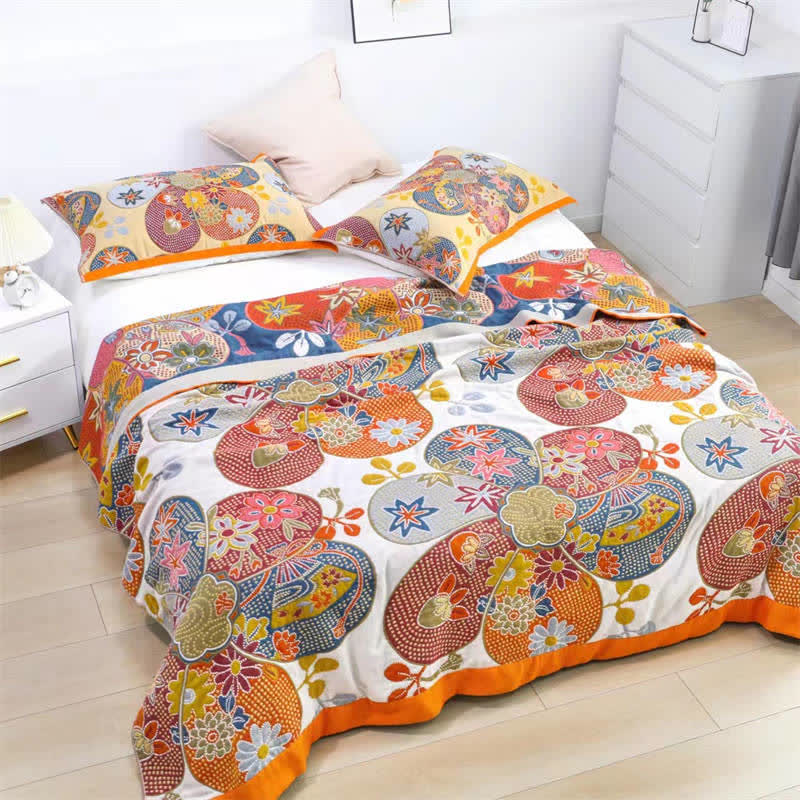 Big Petal Print Cotton Reversible Quilt