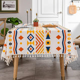 Bohemian Colorful Geometric Tablecloth with Tassel