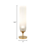 White Ribbed Glass Cylinder Night Table Light Postmodern LED Gold Desk Lamp for Bedside