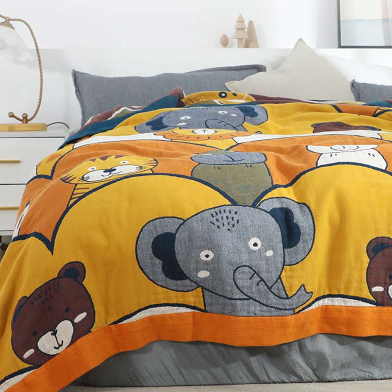 Animal Party Reversible Cotton Gauze Quilt