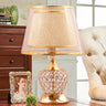 1 Light Night Stand Lamp Retro Urn Shape Crystal Embedded Table Lighting with Dual Empire Shade in Red/Gold