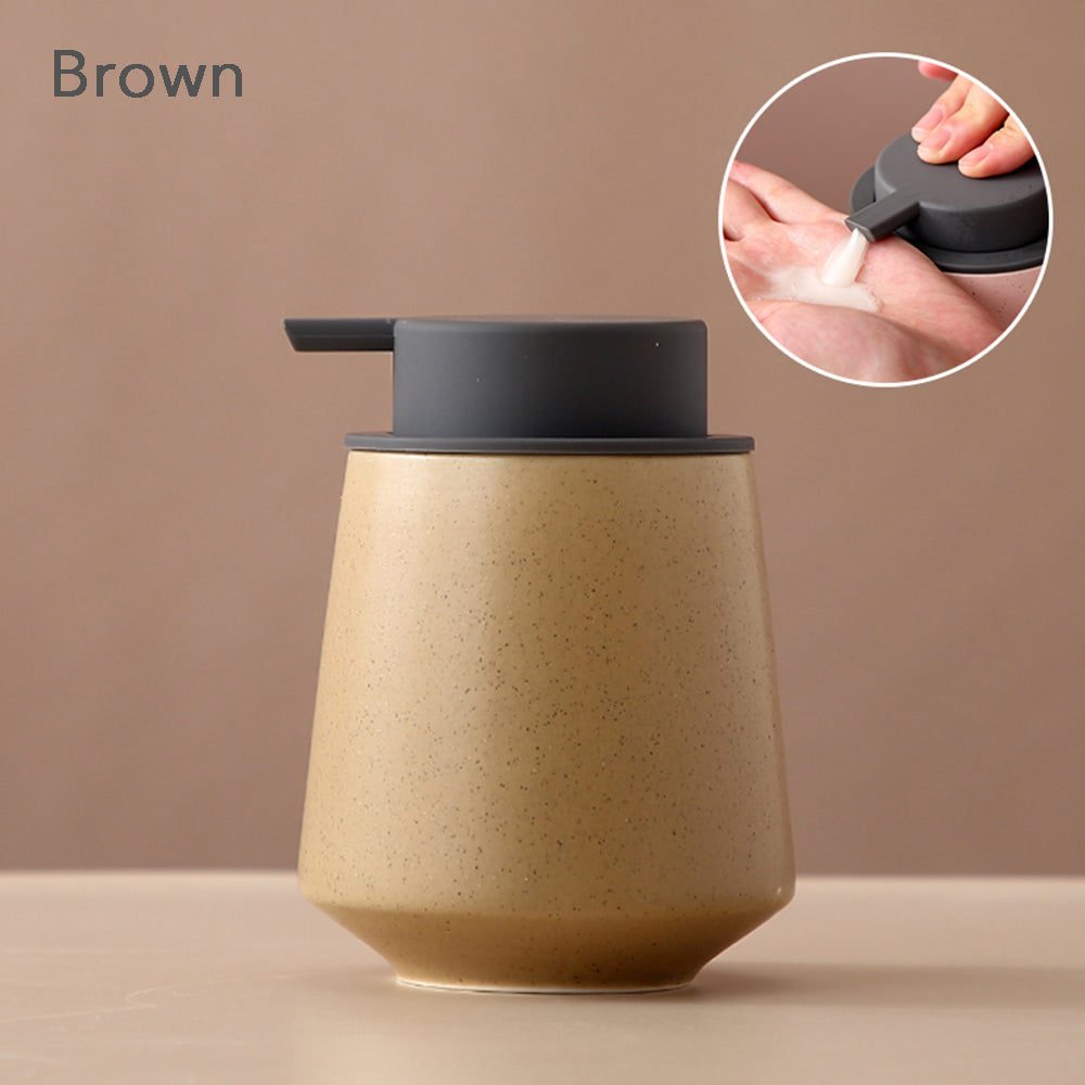 Ceramic Soap Dispenser, Emulsion bottle Pump Bathroom Bottle, Simple Design, Refillable Reusable Lotion Pump for Bathroom Kitchen, 400ml/13.52oz