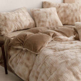 Poly Light Brown Gradient Rabbit Wool Milk Cashmere Duvet Cover Bedding Set