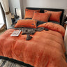 Poly Solid Milk Cashmere Flannel Duvet Cover Bedding Set