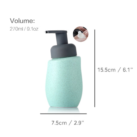 Ceramic Soap Dispenser, Foaming Pump Bathroom Bottle, Simple Design, Refillable Reusable Lotion Pump for Bathroom Kitchen, 270ml/9.1oz
