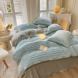 Poly Tassels Match Colors Milk Cashmere Flannel Duvet Cover Bedding Set