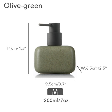 Mint Ceramic Soap Dispenser, Liquid Bathroom Bottle, Simple Design, Refillable Reusable Lotion Pump for Bathroom Kitchen, 200ml/7oz