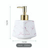 Cute Ceramic Soap Dispenser, Marble Texture Pottery Shampoo Lotion Bottle, 350ml