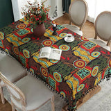 Abstract Pattern Black Tassel Tablecloth