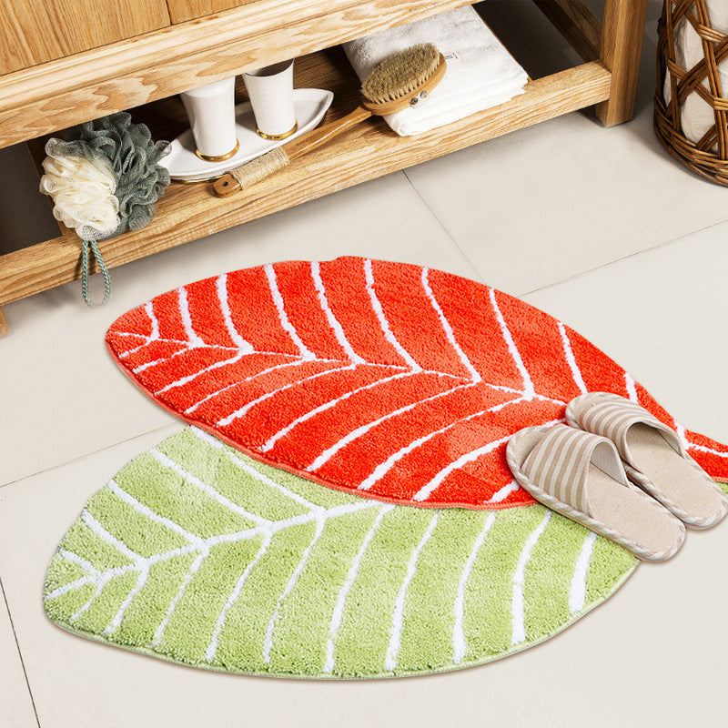 Feblilac Soft Red Leaves Bathroom Rug, 19.6'' x 37.4'', Floral Non Slip Bathmat, Red Plants Bathroom Rugs, Anti Slip Toilet Mat, Soft Thick Bathroom Carpet, Art Bathroom Mats, Best Bath Rugs, Hot Shower Mat Non Slip, Toilet Rug
