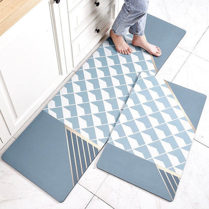 Elegant Blue Kitchen Floor Mat