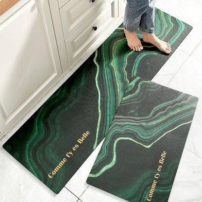 Flowing Green Kitchen Floor Mat