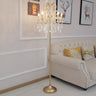 5 Bulbs Scroll Frame Floor Lighting Classic Style Gold Metal Standing Floor Lamp with Crystal Strand