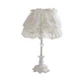 1 Bulb Nursery Table Lighting Kids White Night Light with Double Layered Lace Shade
