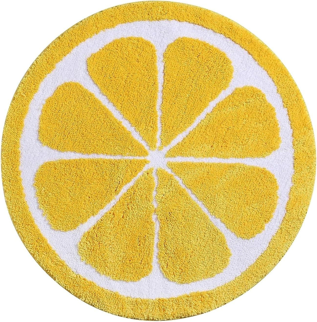 Feblilac Cute Bath Mat,Lemon Rug,Water Absorption Non Slip Mat,Round Lemon Bath Mat Soft Machine Wash Rug Mat for Bedroom Kitchen Bathroom Toilet Floors 27.5 x 27.5 Inches (Yellow)