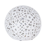 White Hollow-Out Globe Table Light Modernism 1-Head Ceramics Night Lamp for Bedroom