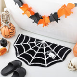 Feblilac Halloween Bathroom Mat Small Rug Cute Bath Mat Spiderweb Bath Rug Bath Tub Mat Non Slip for Shower Bathroom and Bedroom Extra Soft and Strong Absorbent