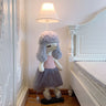 Kids Poodle Princess Fabric Floor Light 1-Bulb Reading Floor Lamp in Grey/Pink/Brown with White Shade