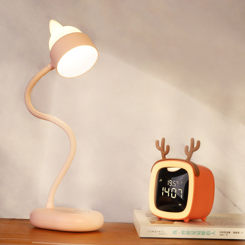 White/Pink/Green Cat Rotating Table Lamp Kids Plastic USB Rechargeable LED Nightstand Light