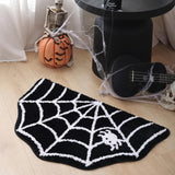 Feblilac Halloween Bathroom Mat Small Rug Cute Bath Mat Spiderweb Bath Rug Bath Tub Mat Non Slip for Shower Bathroom and Bedroom Extra Soft and Strong Absorbent