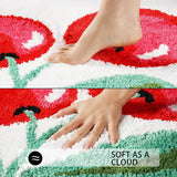 Cute Bathroom Rug, Thick Soft Absorbent Microfiber Bathroom Mat, Non-Slip Cherry Shaggy Bath Rugs, Machine Wash Dry, Bath Mats for Bathroom Floor, Bathtub, Shower, Sink and Decor, 20x32