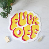 Feblilac Funny Cute Rugs for Bedroom Bathroom Dorm Kitchen Non Slip Rubber Backed Machine Washable, Swear Words Fuck Off Cool Rugs Colorful Fluffy Shaggy Bedside Accent Rug 26"x26"