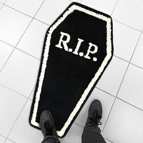 Feblilac Halloween Bat Bath Mat Coffin Bath Mat Decor Halloween Rug Decor Black Gothic Gift Room Decorations Spooky Witch Home Bat Shaped Mats Coffin Rugs Bat Rugs for Bathroom Bedroom Kitchen (Bat)