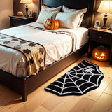 Feblilac Halloween Bathroom Mat Small Rug Cute Bath Mat Spiderweb Bath Rug Bath Tub Mat Non Slip for Shower Bathroom and Bedroom Extra Soft and Strong Absorbent