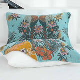 Bird Flower Gauze Green Pillow Towel (2PCS)