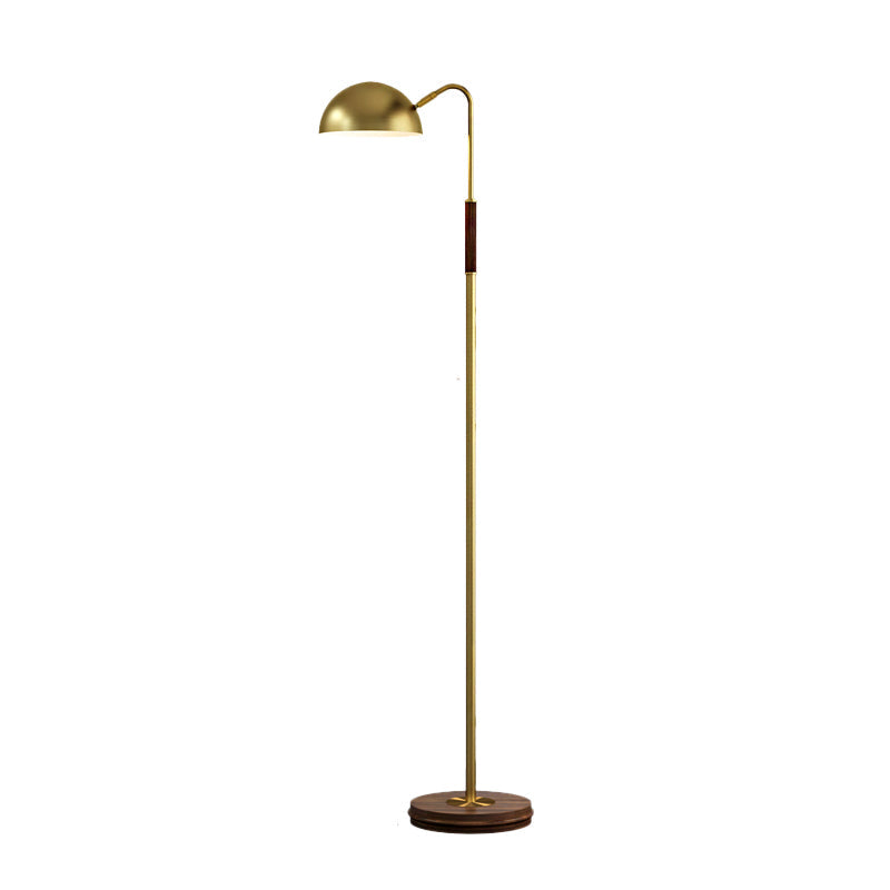 Dome Shade Living Room Floor Lighting Metal Single Light Postmodern Floor Stand Lamp in Brass
