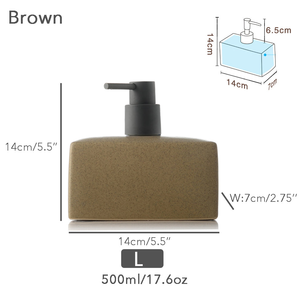 Black Ceramic Soap Dispenser, Liquid Bathroom Bottle, Simple Design, Refillable Reusable Lotion Pump for Bathroom Kitchen, 500ml/17.6oz