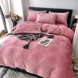 Poly Solid Milk Cashmere Flannel Duvet Cover Bedding Set