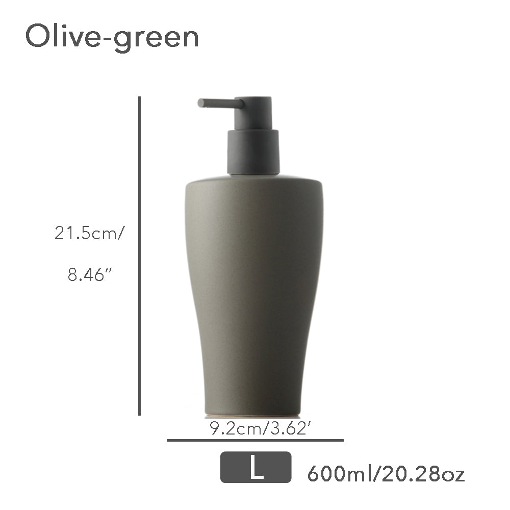 Off white Ceramic Soap Dispenser, Liquid Bathroom Bottle, Simple Design, Refillable Reusable Lotion Pump for Bathroom Kitchen, 600ml/20.28oz