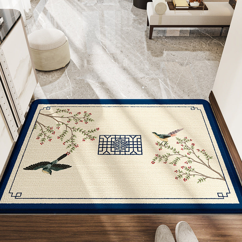 Feblilac Chinese Style Branches and Birds Polyester Door Mat