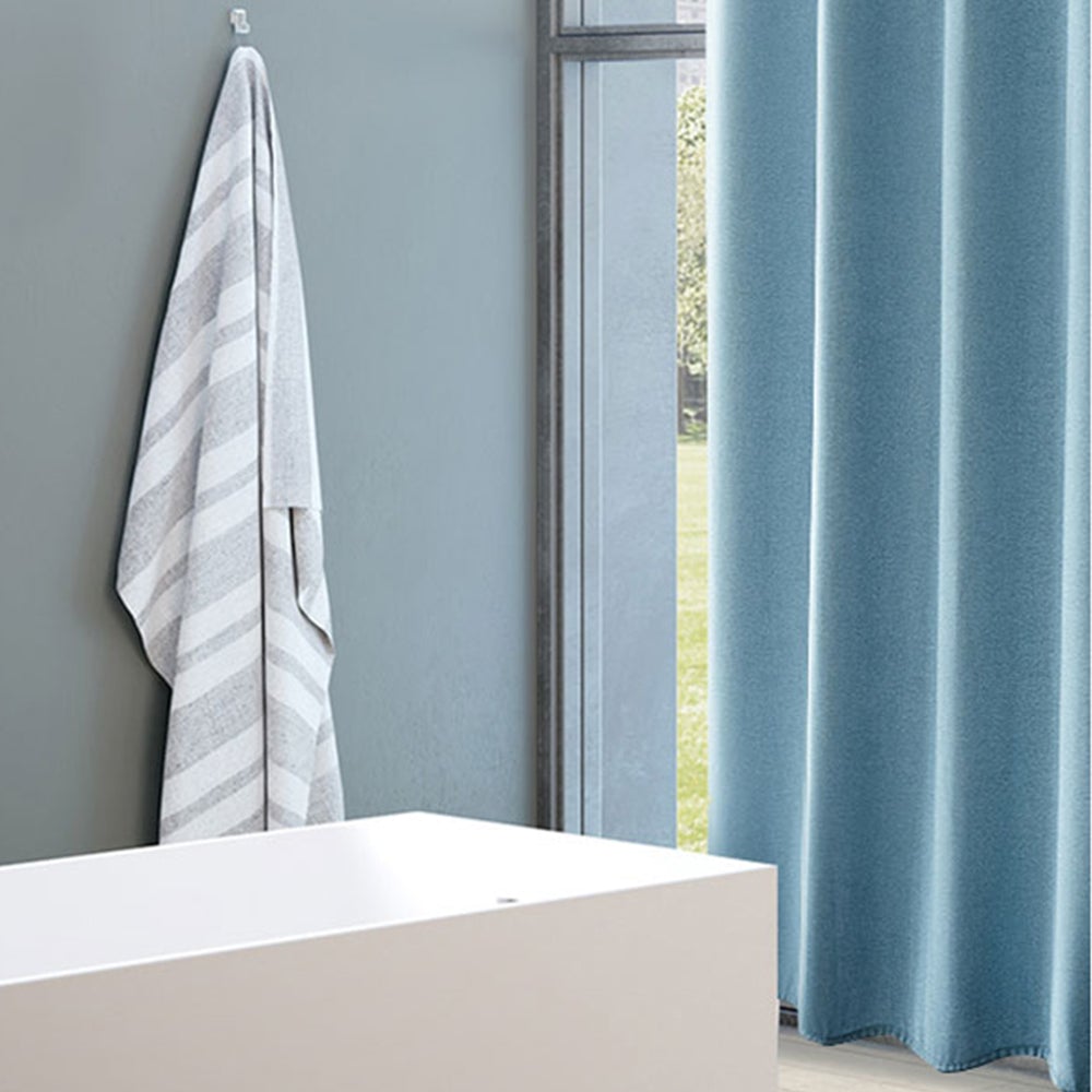 Pure Blue Linen Shower Curtain