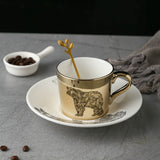 Reflection Ceramic Coffee Cup, European Electroplated Mirror Coffee Cup and Saucer Set