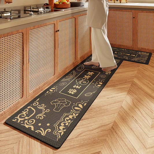 Feblilac Chinese Style Good Luck PVC Leather Kitchen Mat