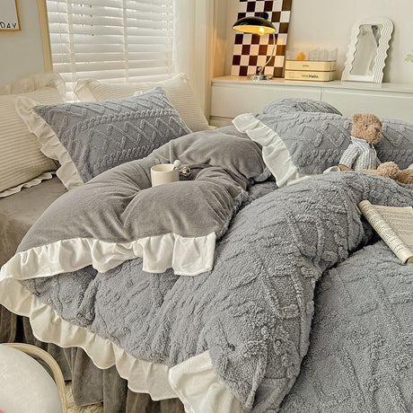 Poly/Acrylic Milk Cashmere Flannel Duvet Cover Bedding Set