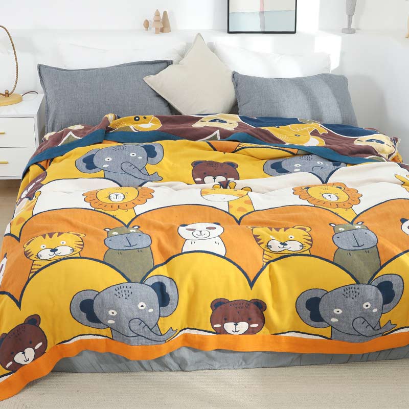 Animal Party Reversible Cotton Gauze Quilt