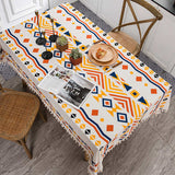 Bohemian Colorful Geometric Tablecloth with Tassel