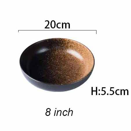 Japanese Deep Round Ceramic Dish Plate, Restaurant Home Salad Dish Plate, Kitchen Creative Cutlery Soup Plate