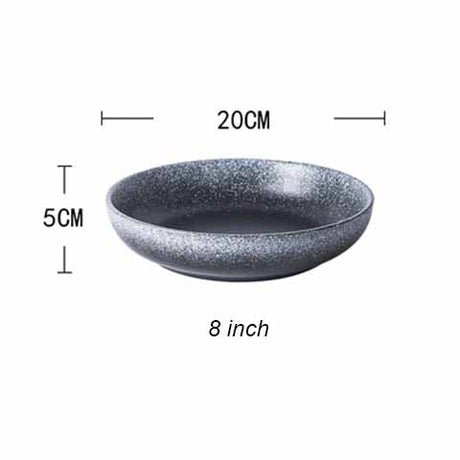 Japanese Deep Round Ceramic Dish Plate, Restaurant Home Salad Dish Plate, Kitchen Creative Cutlery Soup Plate